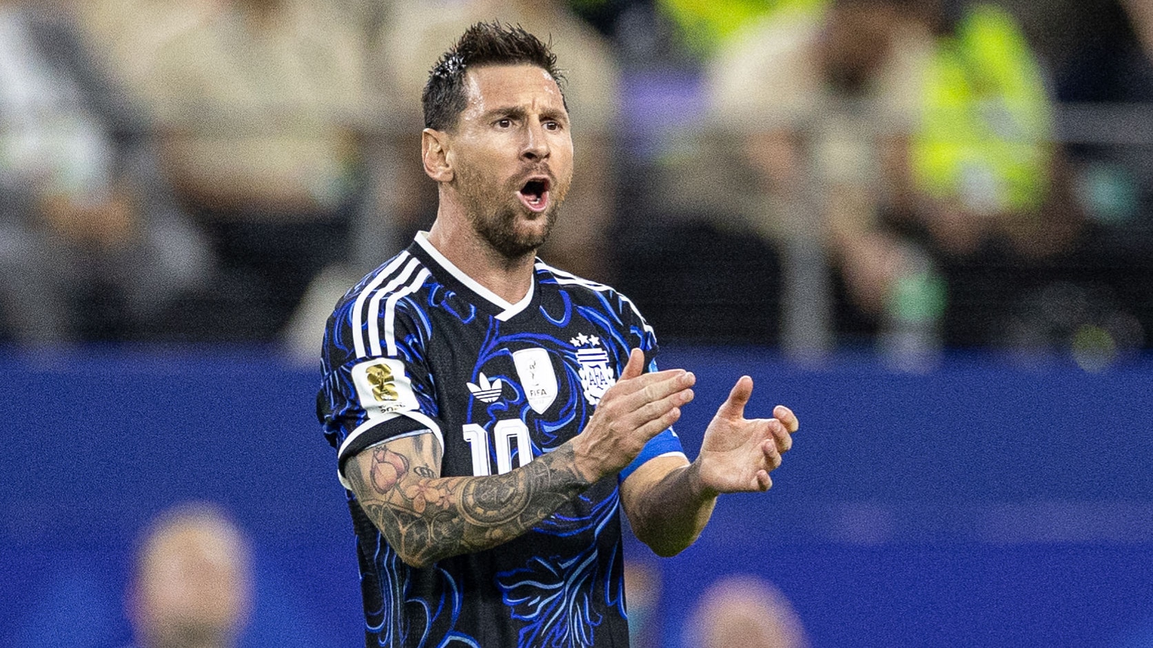 Lionel Messi of Argentina celebrates after scoring a goal