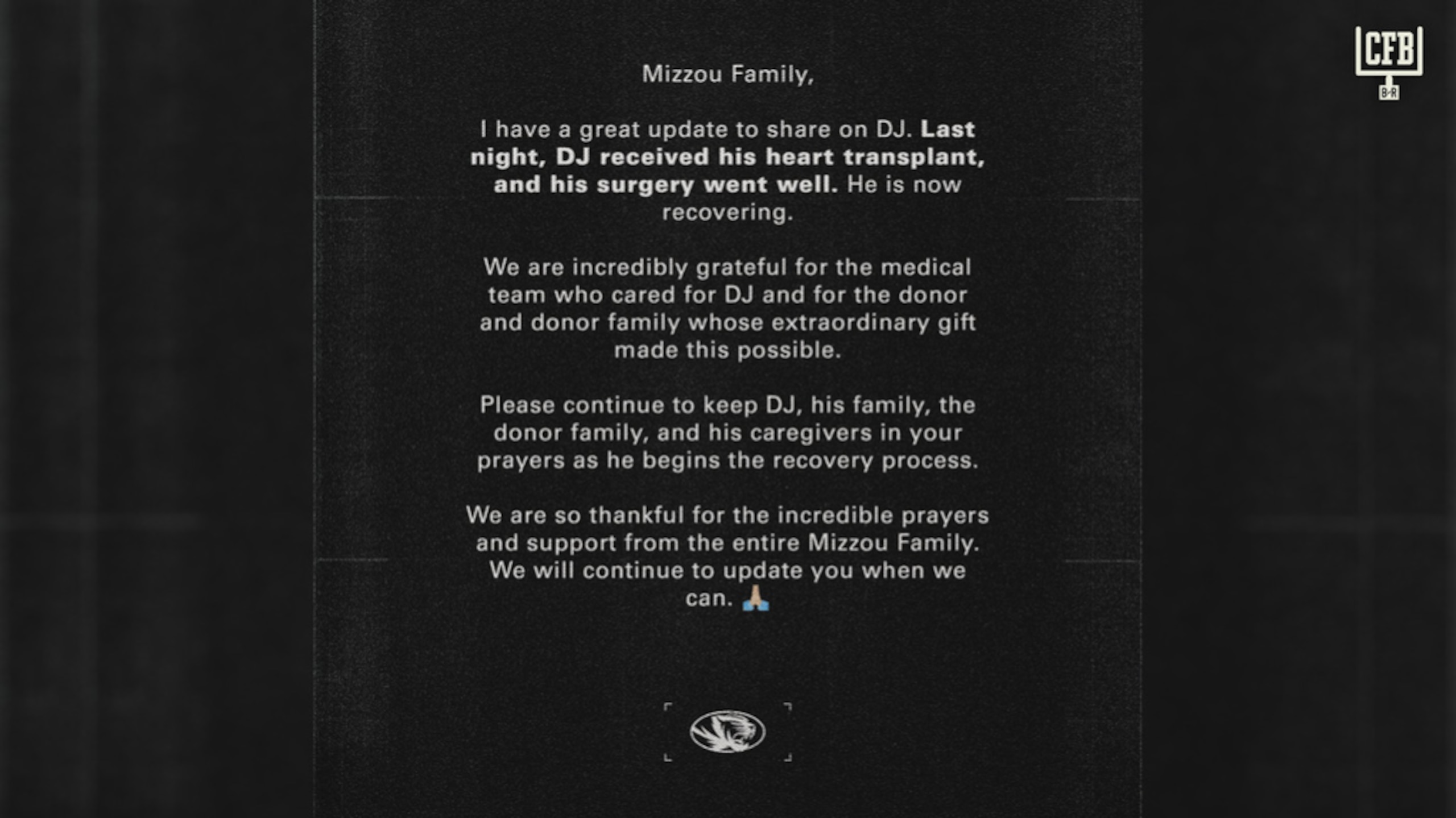 Missouri OL Hospitalized